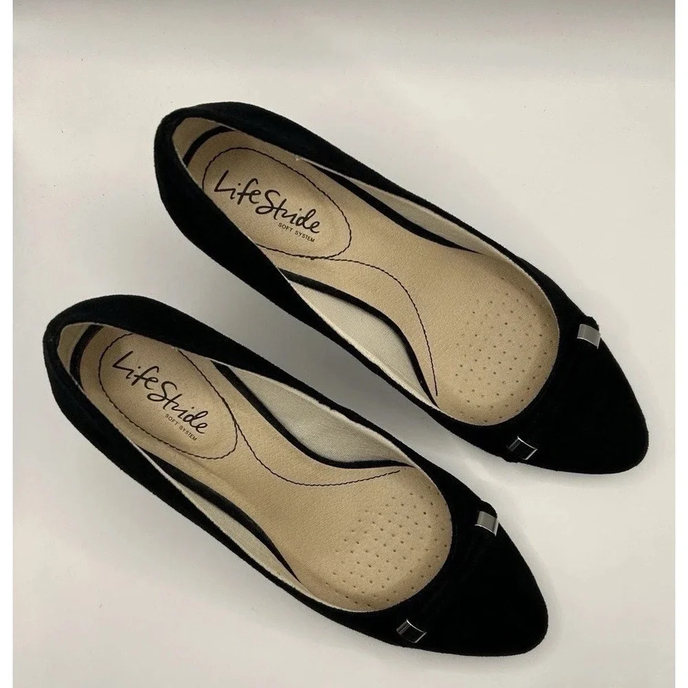 LifeStride Gianna Black Low Heel Pumps 9W Comfort Career Work Capsule‎ Church